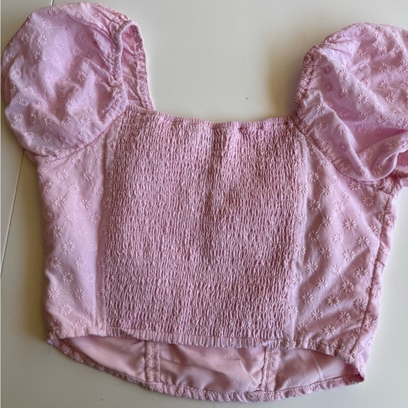 Hollister Pink Eyelet Puff Sleeve Blouse - Picture 6 of 6